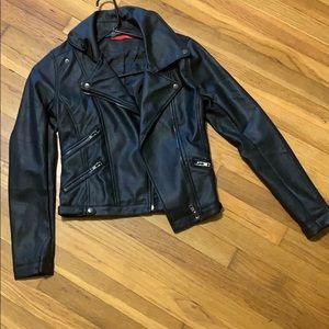 Black Leather Jacket; Small